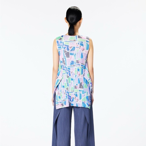 ISSEY MIYAKE PLEATS PLEASE CANAL TOP PURPLE GEEEN BLUE NWOT - Picture 3 of 12